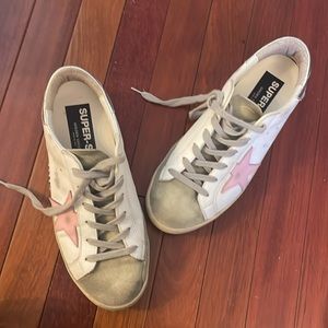 Size 39 Golden Goose Superstar — Pink, Grey Suede, and Silver